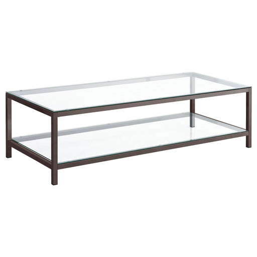 Coaster Trini Coffee Table with Glass Shelf Black Nickel Default Title