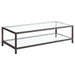 Coaster Trini Coffee Table with Glass Shelf Black Nickel Default Title