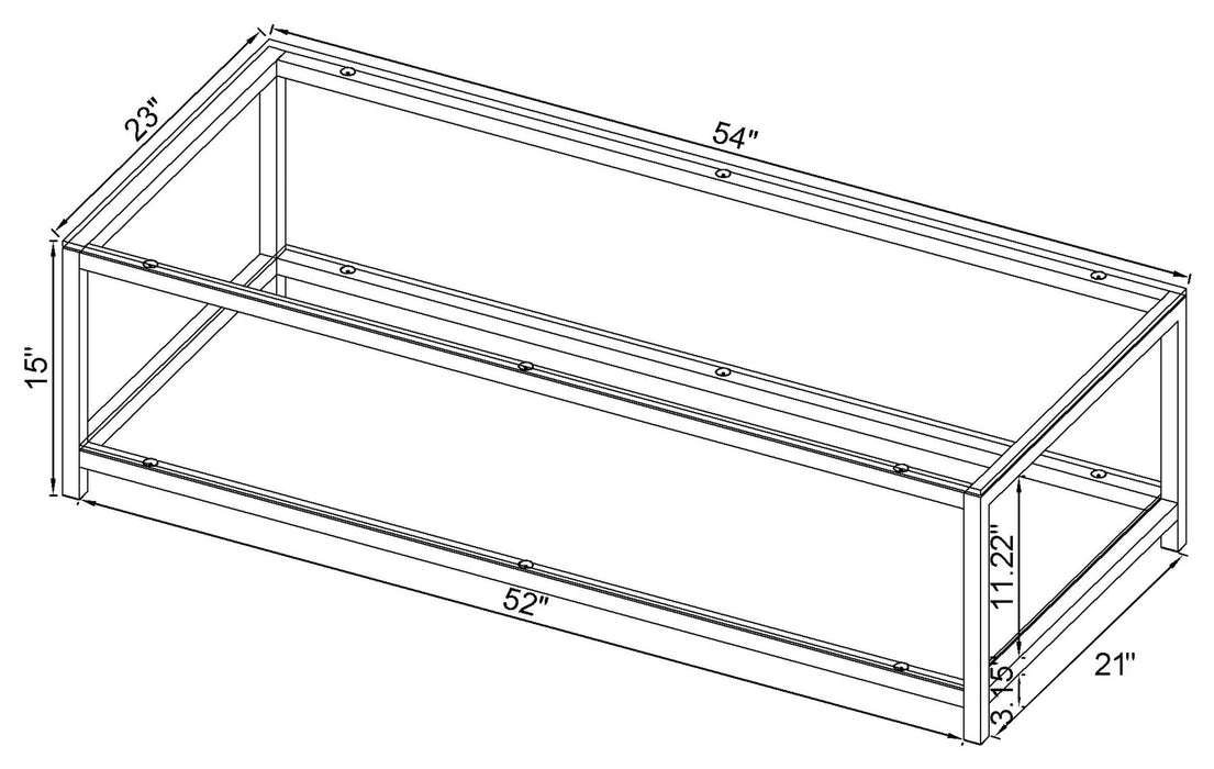 Coaster Trini Coffee Table with Glass Shelf Black Nickel Default Title