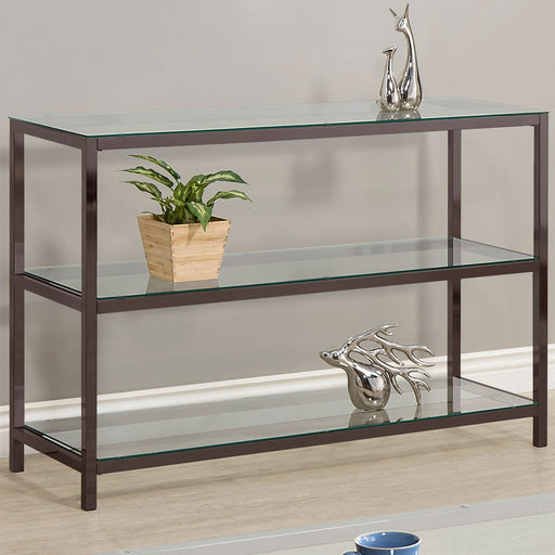 Coaster Trini Sofa Table with Glass Shelf Black Nickel Default Title