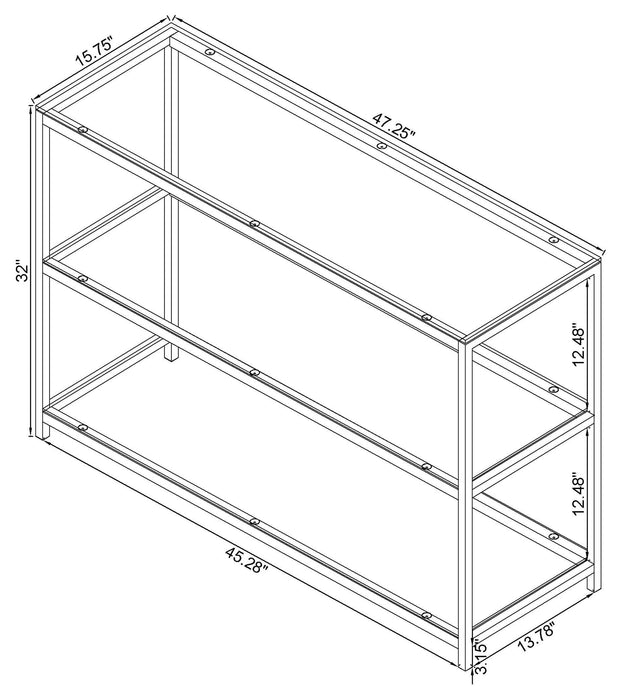 Coaster Trini Sofa Table with Glass Shelf Black Nickel Default Title