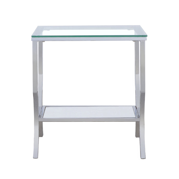 Coaster Saide Square End Table with Mirrored Shelf Chrome Default Title