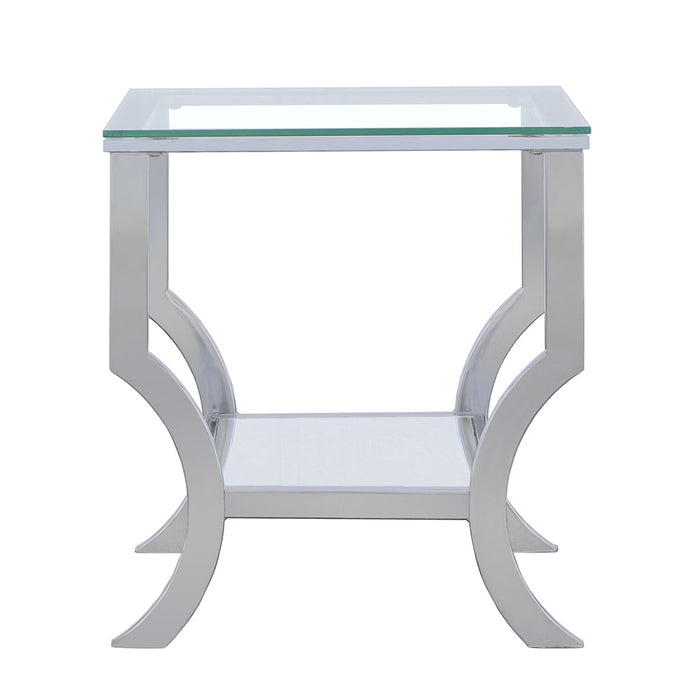 Coaster Saide Square End Table with Mirrored Shelf Chrome Default Title