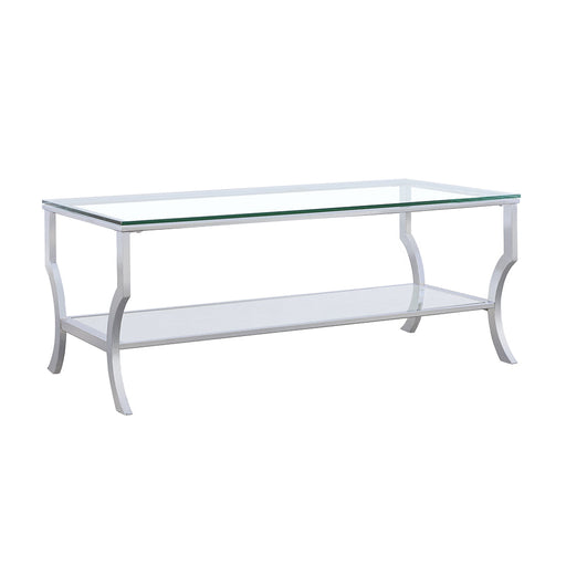 Coaster Saide Rectangular Coffee Table with Mirrored Shelf Chrome