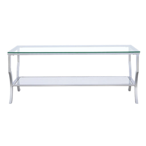 Coaster Saide Rectangular Coffee Table with Mirrored Shelf Chrome