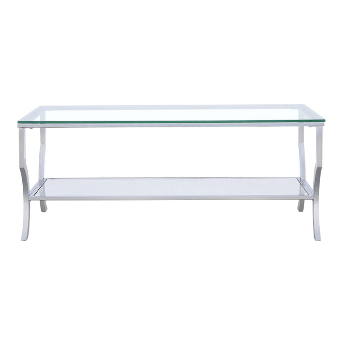 Coaster Saide Rectangular Coffee Table with Mirrored Shelf Chrome