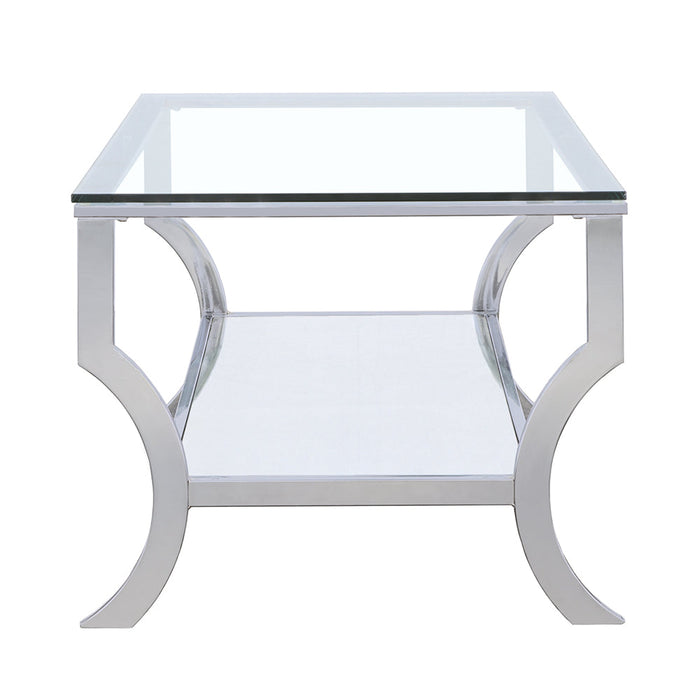 Coaster Saide Rectangular Coffee Table with Mirrored Shelf Chrome