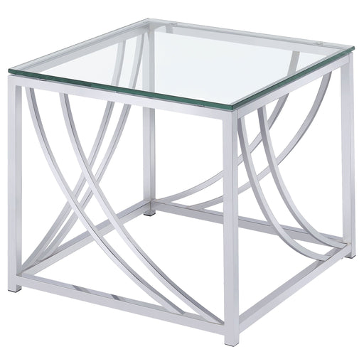 Coaster Lille Glass Top Square End Table Accents Chrome Default Title