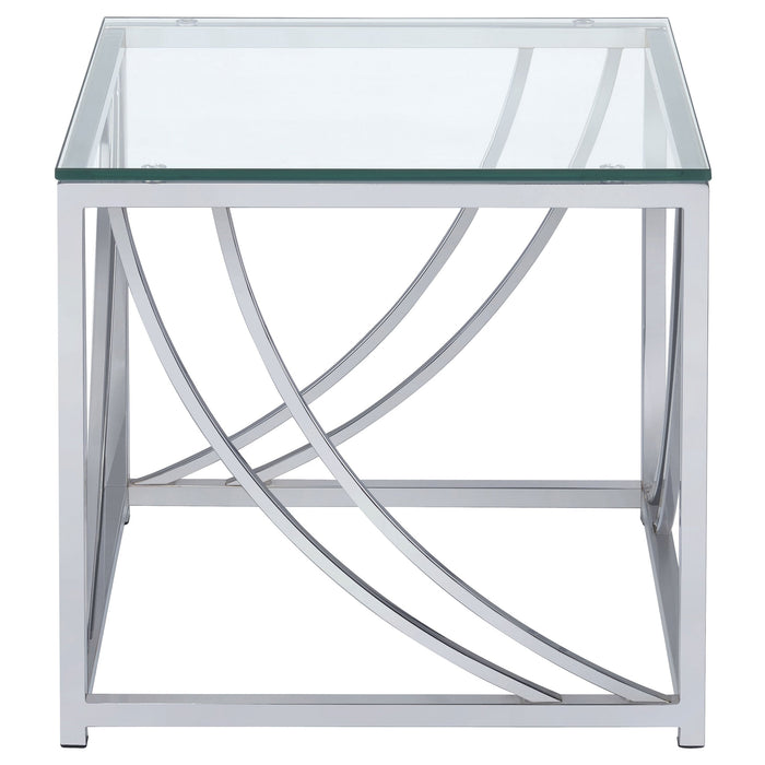 Coaster Lille Glass Top Square End Table Accents Chrome Default Title