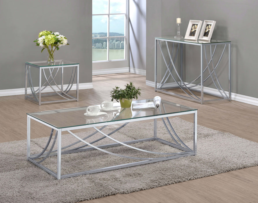 Coaster Lille Glass Top Square End Table Accents Chrome Default Title