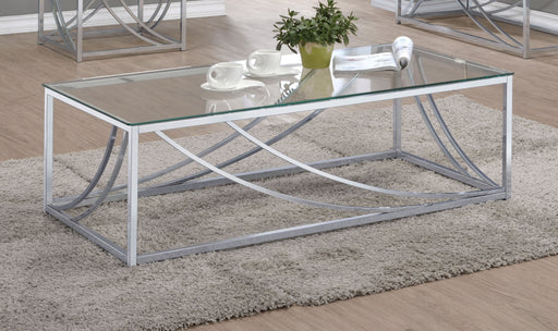 Coaster Lille Glass Top Rectangular Coffee Table Accents Chrome Default Title