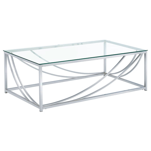 Coaster Lille Glass Top Rectangular Coffee Table Accents Chrome Default Title