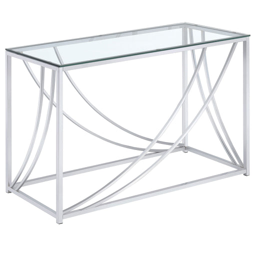 Coaster Lille Glass Top Rectangular Sofa Table Accents Chrome Default Title