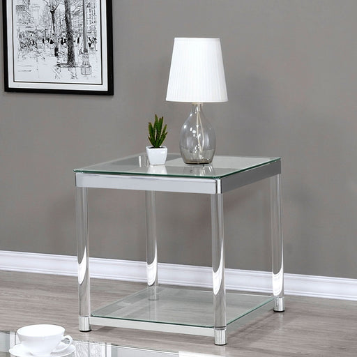 Coaster Anne End Table with Lower Shelf Chrome and Clear Default Title