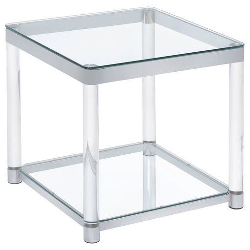 Coaster Anne End Table with Lower Shelf Chrome and Clear Default Title