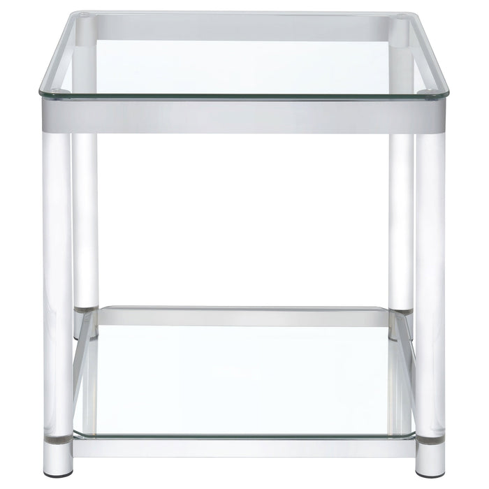 Coaster Anne End Table with Lower Shelf Chrome and Clear Default Title