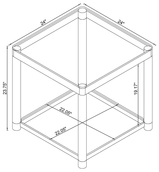 Coaster Anne End Table with Lower Shelf Chrome and Clear Default Title