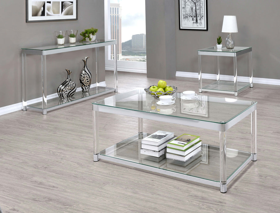 Coaster Anne End Table with Lower Shelf Chrome and Clear Default Title