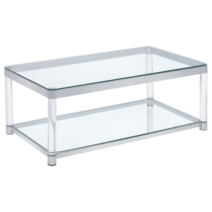 Coaster Anne Coffee Table with Lower Shelf Chrome and Clear Default Title