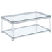 Coaster Anne Coffee Table with Lower Shelf Chrome and Clear Default Title