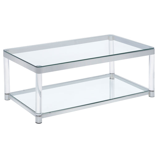 Anne Rectangular Glass Top Acrylic Leg Coffee Table Chrome