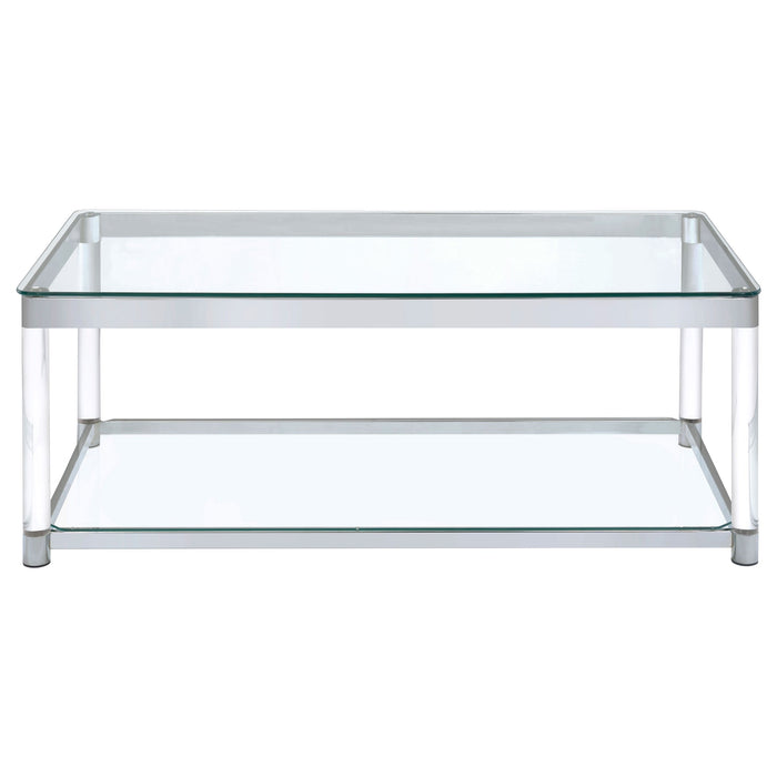 Coaster Anne Coffee Table with Lower Shelf Chrome and Clear Default Title