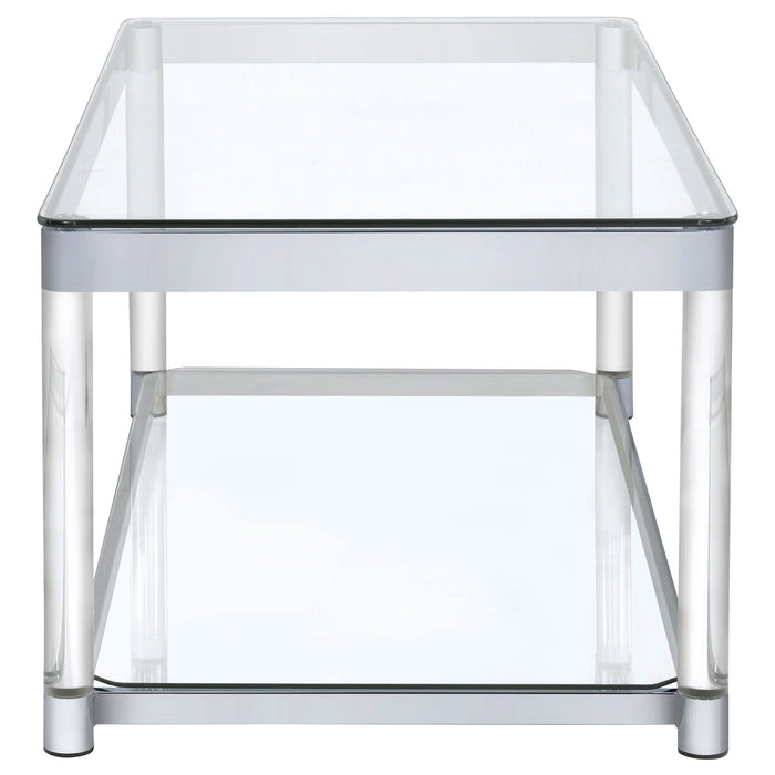 Coaster Anne Coffee Table with Lower Shelf Chrome and Clear Default Title