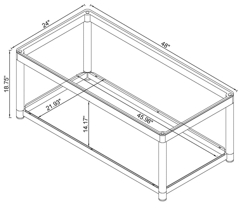 Coaster Anne Coffee Table with Lower Shelf Chrome and Clear Default Title