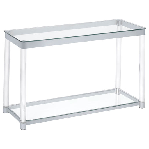 Coaster Anne Sofa Table with Lower Shelf Chrome and Clear Default Title