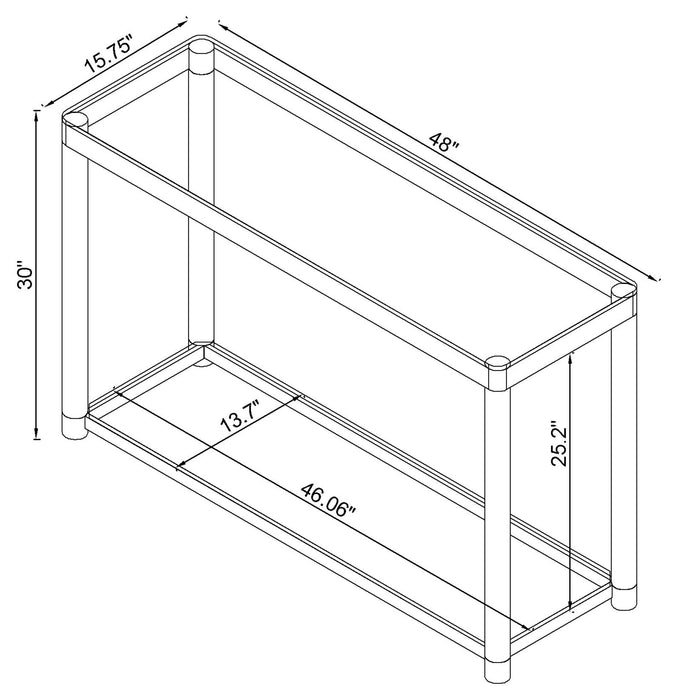 Coaster Anne Sofa Table with Lower Shelf Chrome and Clear Default Title