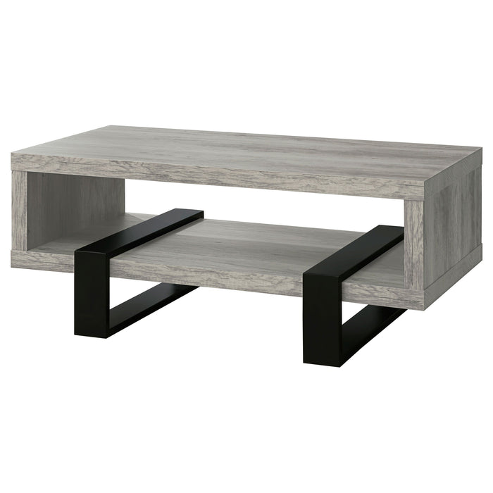 Coaster Dinard Coffee Table with Shelf Grey Driftwood Default Title