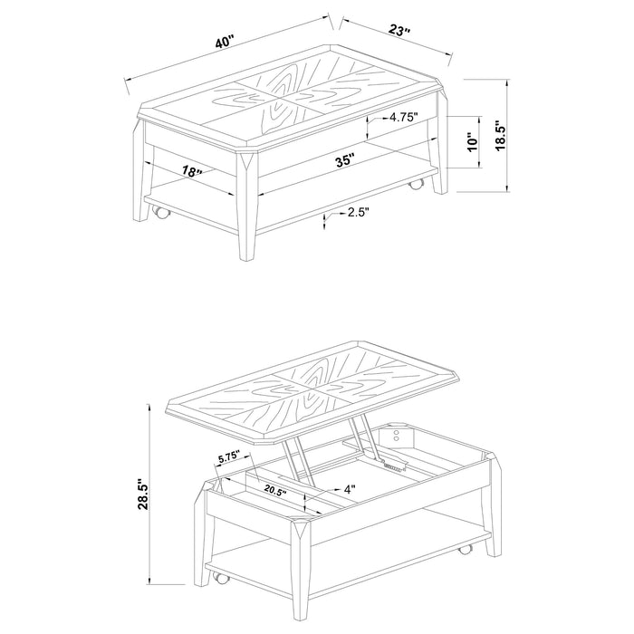 Coaster Baylor Lift Top Coffee Table with Hidden Storage Walnut Default Title