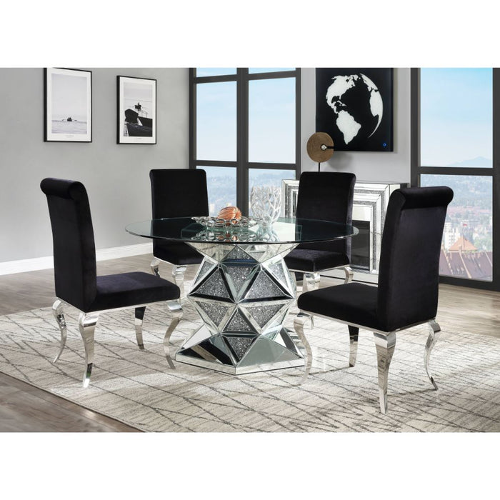 Noralie 52"Dia Glam Dining Table with Multi-Faceted Pedestal Base