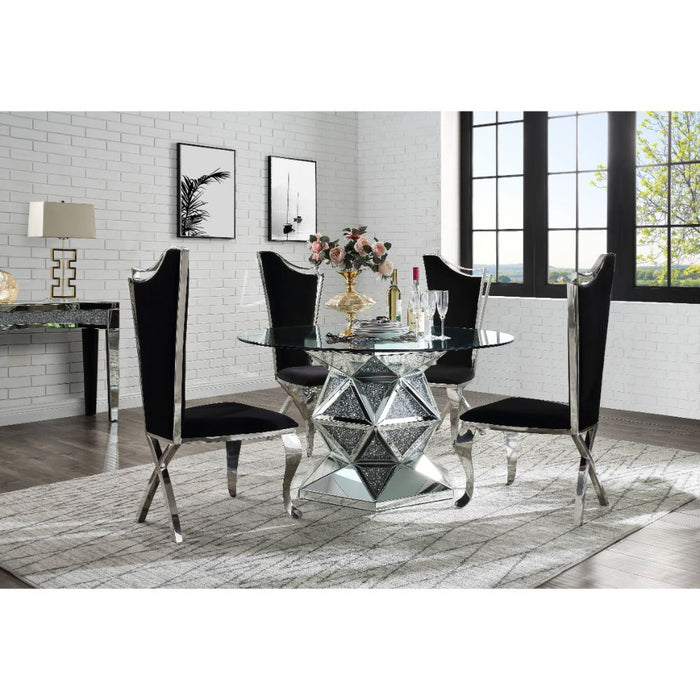 Noralie 52"Dia Glam Dining Table with Multi-Faceted Pedestal Base