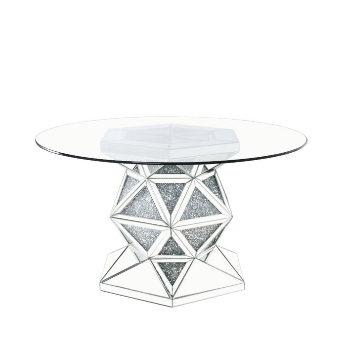 Noralie 52"Dia Glam Dining Table with Multi-Faceted Pedestal Base