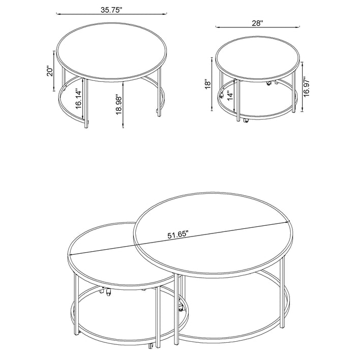 Coaster Lynn 2-piece Round Nesting Table White and Chrome Default Title