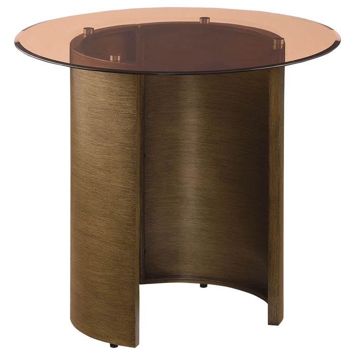 Coaster Morena Round End Table with Tawny Tempered Glass Top Brushed Bronze Default Title