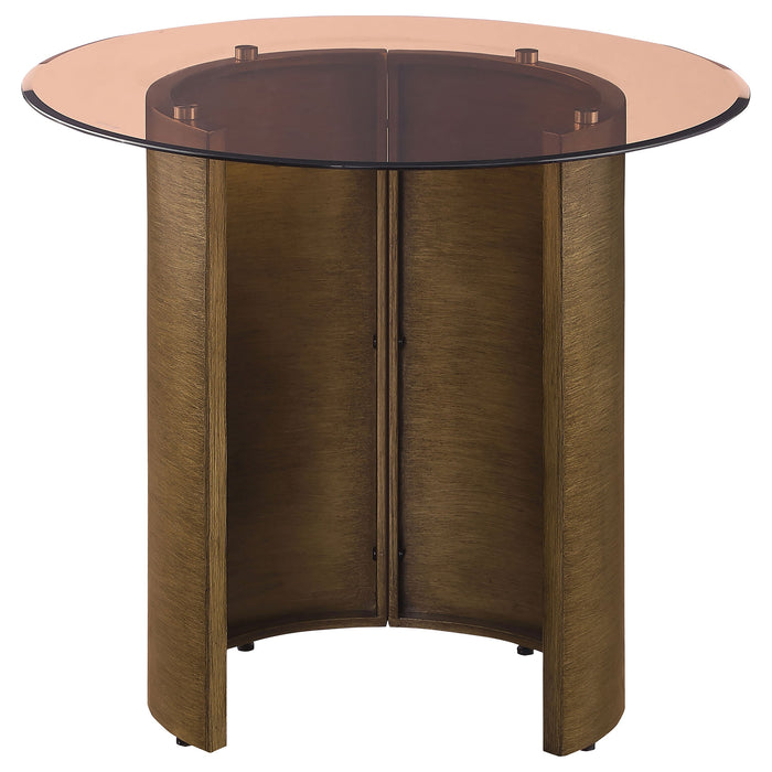 Coaster Morena Round End Table with Tawny Tempered Glass Top Brushed Bronze Default Title