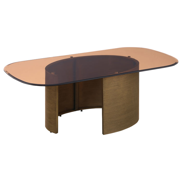 Coaster Morena Rectangular Coffee Table with Tawny Tempered Glass Top Brushed Bronze Default Title