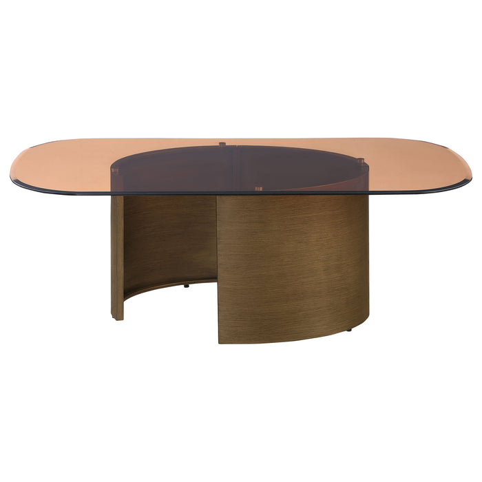 Coaster Morena Rectangular Coffee Table with Tawny Tempered Glass Top Brushed Bronze Default Title