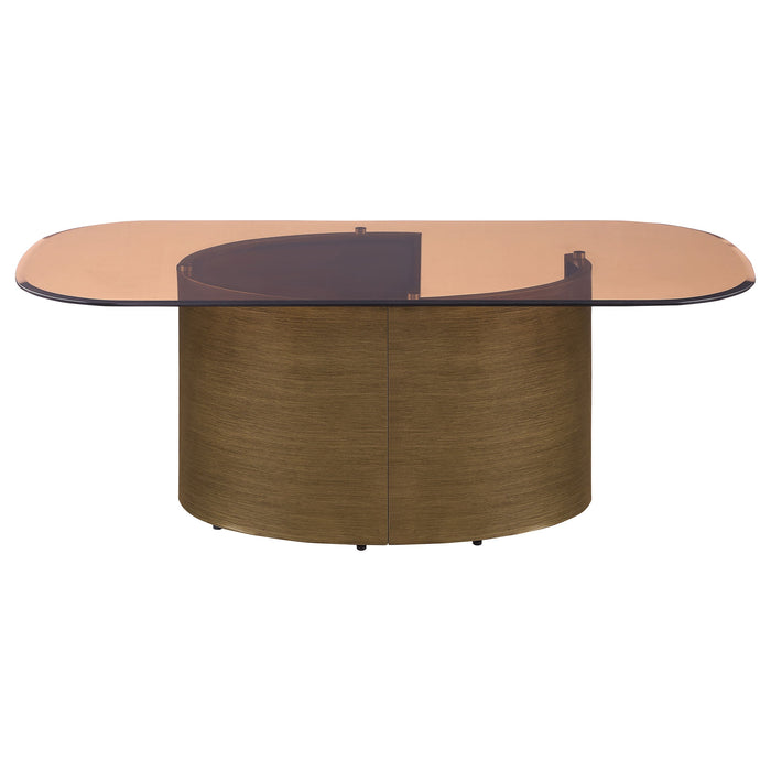 Coaster Morena Rectangular Coffee Table with Tawny Tempered Glass Top Brushed Bronze Default Title