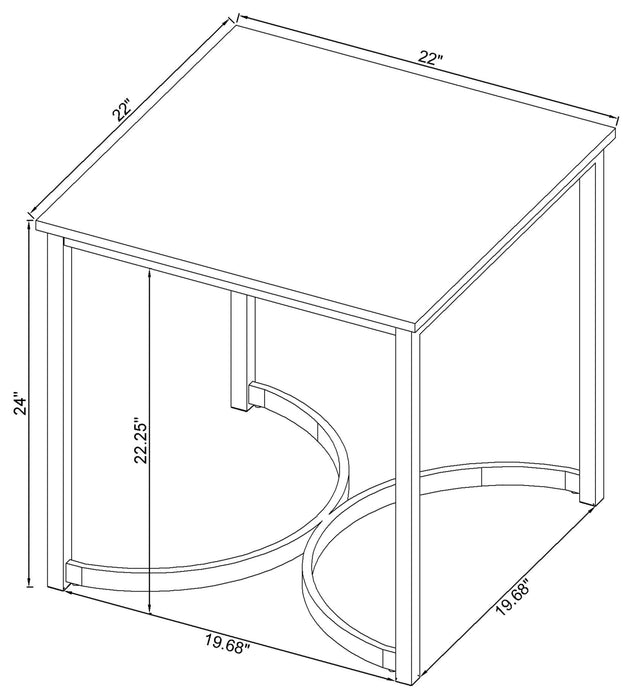 Coaster Leona Faux Marble Square End Table White and Satin Nickel Default Title