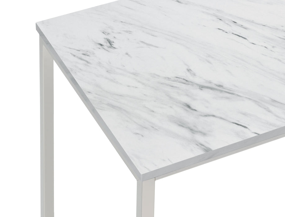 Coaster Leona Faux Marble Square End Table White and Satin Nickel Default Title