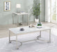 Coaster Leona Coffee Table with Casters White and Satin Nickel Default Title