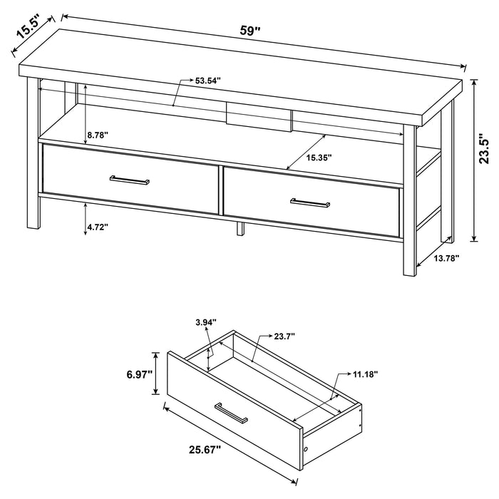 Ruston 59" 2-drawer TV Console Weathered Pine