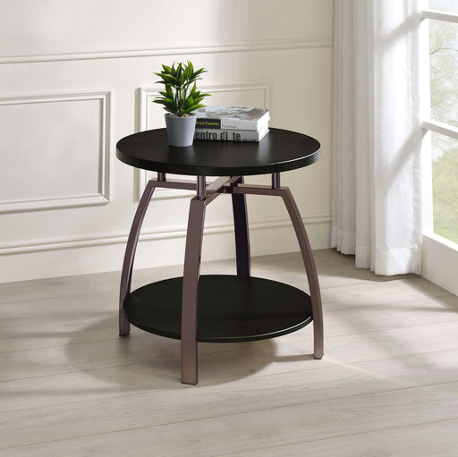 Coaster Dacre Round End Table Dark Grey and Black Nickel Default Title