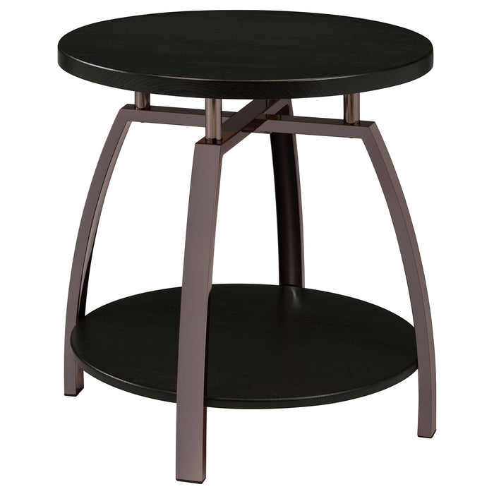 Coaster Dacre Round End Table Dark Grey and Black Nickel Default Title