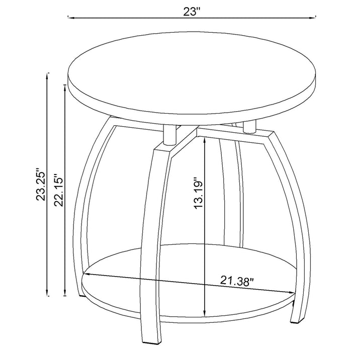 Coaster Dacre Round End Table Dark Grey and Black Nickel Default Title