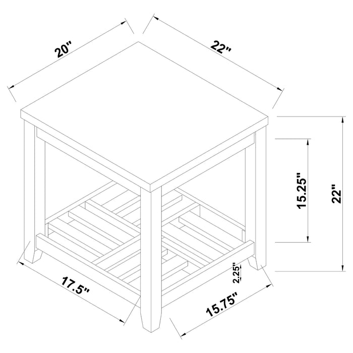 Coaster Cliffview 1-shelf Rectangular End Table Grey Default Title