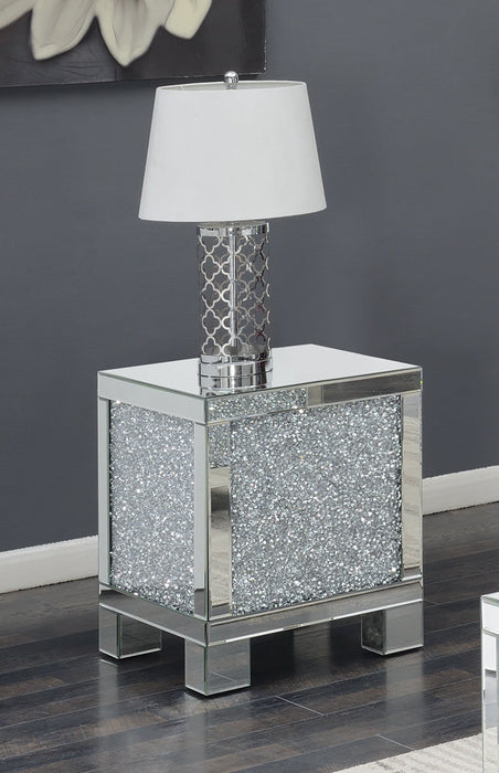 Coaster Gillian Square End Table Silver and Clear Mirror Default Title